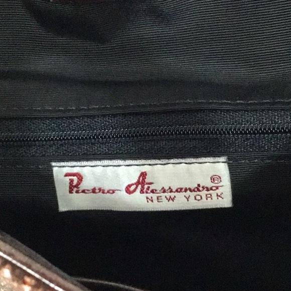 Pietro Alessandro Snakeskin Embossed Leather Studded Hobo Shoulder Bag - Picture 15 of 15